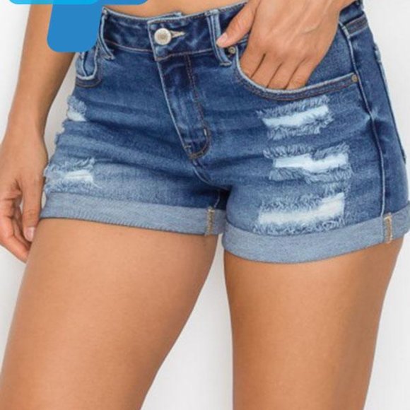 Distressed Plus Jean Shorts - Picture 5 of 5